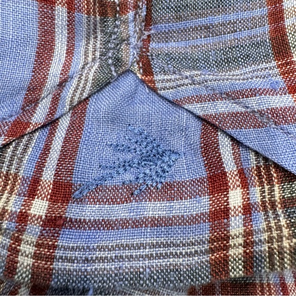 Orvis Men's 100% LINEN Button Down Shirt Short Sleeve Blue / Gray Plaid Sz L NEW - Picture 13 of 13